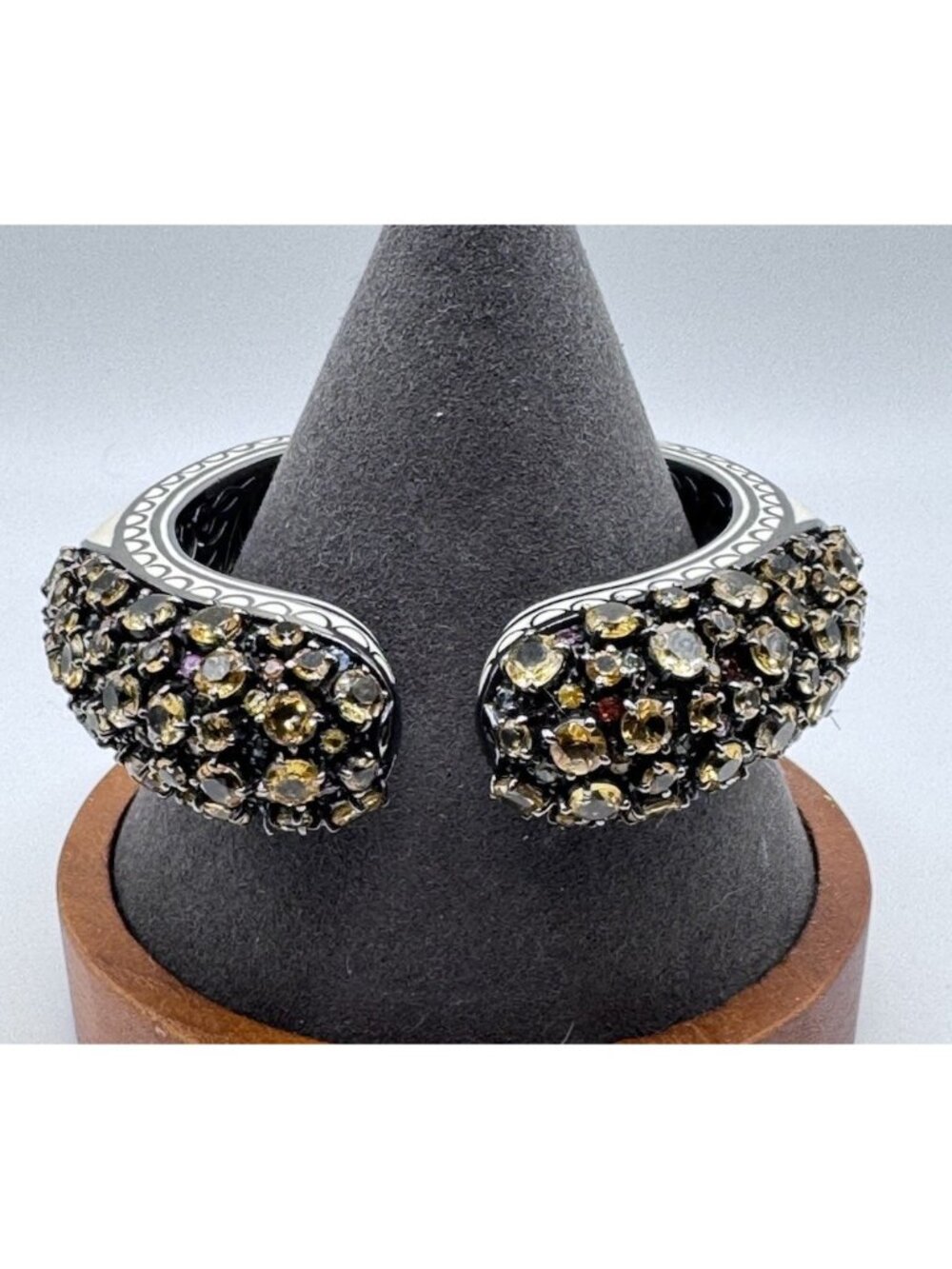 MCL Matthew Campbell Laurenza sterling silver enamel gemstones cuff bracelet